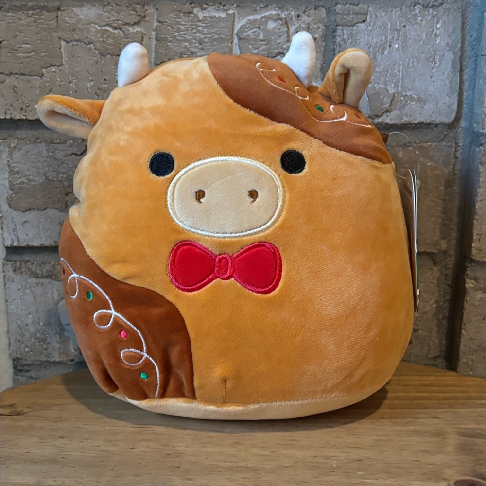 Squishmallow 8" Jericho the Gingerbread Cow Christmas Plush NEW